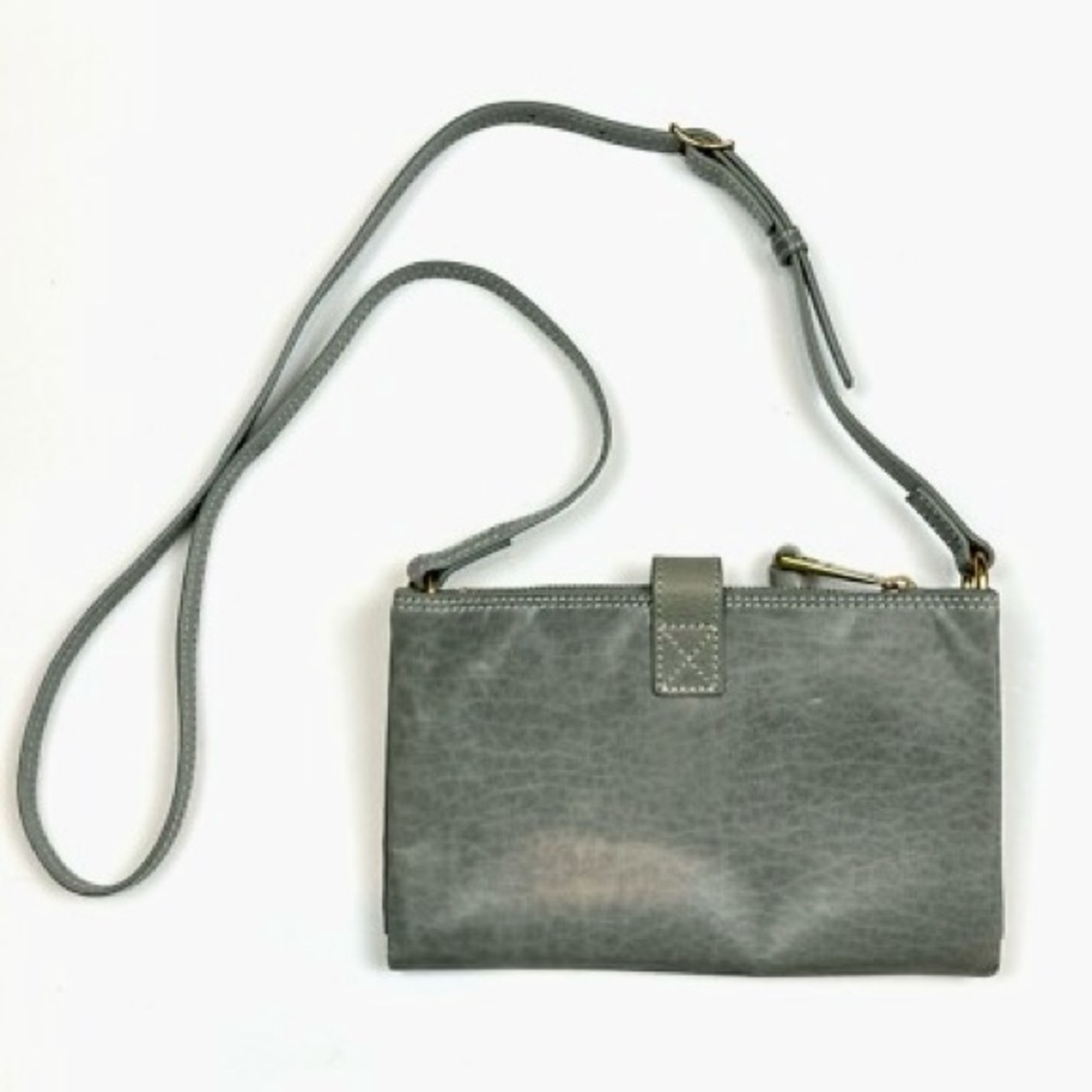 Margot New York Gray Leather Crossbody Bag